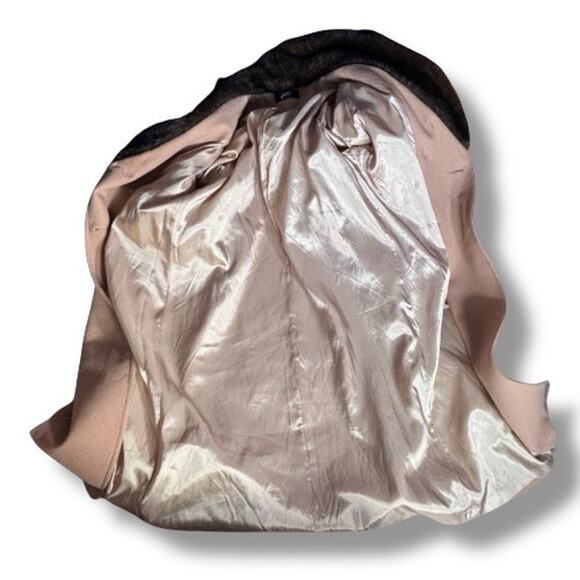 Vintage Camel Wool Coat Faux Fur Collar Cuffs Long Double Breasted 16P Petite - Picture 5 of 15